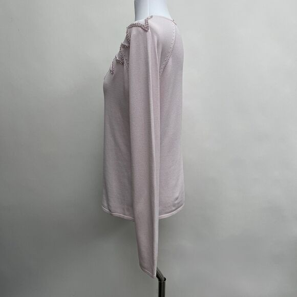 A. D. Originals Women's Top Medim Light Pink Sheer Rhinestones - Picture 4 of 11